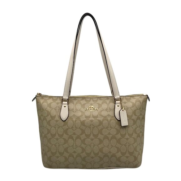 Coach Beige and Cream Signature Coated Canvas Station Tote Bag CH504 - Picture 1 of 11
